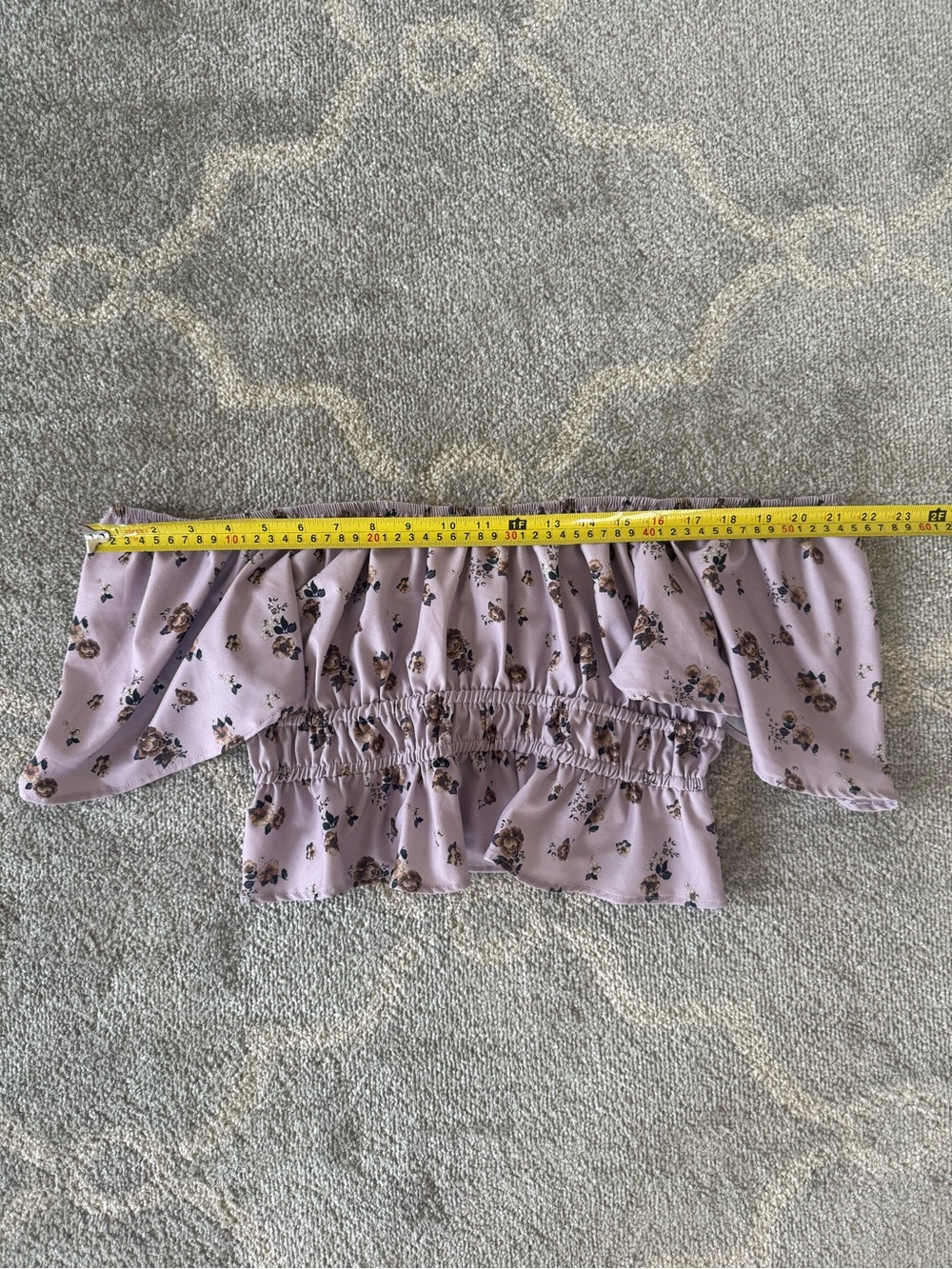 Altar'd State Lavender Floral Smocked Off-Shoulder Crop Top - Picture 8 of 8